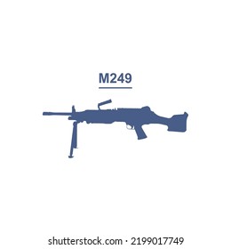 IMÁGENES DE FIREWARE SILLUETTE DEL TIPO M249, PUEDE UTILIZAR EN SU AFICHE O PROYECTOS, IMÁGENES DE SILLUETTE M249 DE FIREWARE, ARMAS DE CARICATURA DE SILLUET.