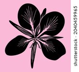 Сhamaenerion, fireweed. Black silhouette of wild willow herb flower isolated on pink background. Vector illustration suitable for any design project.