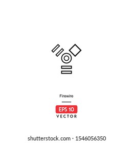 Firewire Icon. Computer Hardware Isolated On White Background. With Line Style. Device Connection Icon. EPS10 - Vector