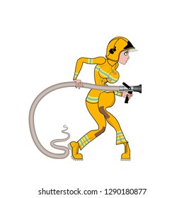 firewoman with firehose