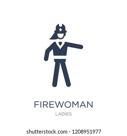 Firewoman icon. Trendy flat vector Firewoman icon on white background from Ladies collection, vector illustration can be use for web and mobile, eps10