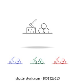 firewood and ax icon. Elements in multi colored icons for mobile concept and web apps. Icons for website design and development, app development on white background