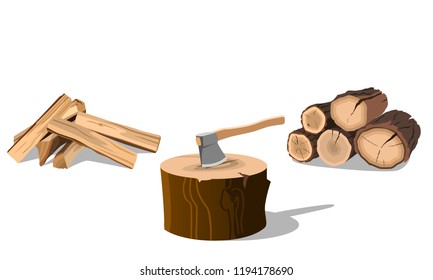 Firewood with axe
