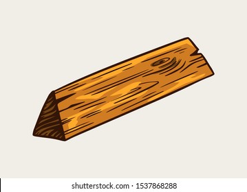 Firewood for Barbecue grill in vintage style. Drawn by hand. Beam or log for Bbq party. Vector illustration for menu or labels.