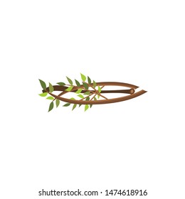 Firewood branches with tree leaves isolated on white background, nature and outdoor camping element from forest wood, small pile of brown twigs for the bonfire - flat cartoon vector illustration
