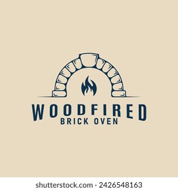 firewood  brick  oven logo minimalist design template, vector illustration design 