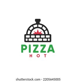 Firewood brick oven pizza vintage logo design vector.  Baked in traditional wood oven. 
Italian pizzeria food and drink symbol.