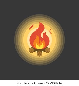 firewood in the darkness, suitable for campfire icon, flat design vector