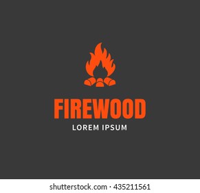 Firewood Emblem Or Logo Template. Campfire Vector Illustration