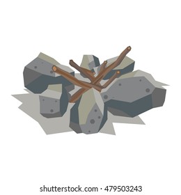 Firewood fireplace for bonfire stack vector stone material