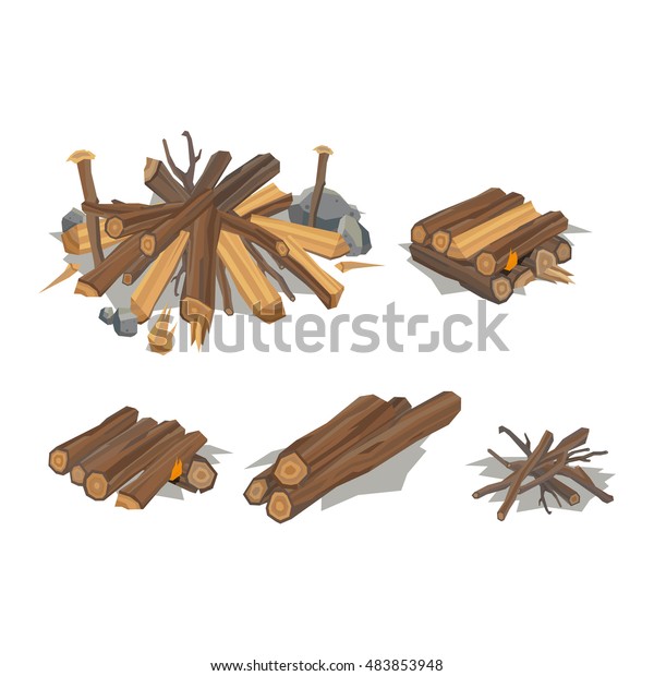 Firewood Fireplace Bonfire Stack Vector Wooden Stock Vector
