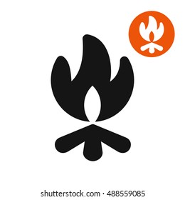 Firewood and flame, bonfire symbol vector illustration, fire icon