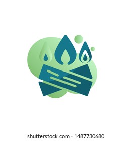 Firewood flame icon vector, filled flat sign, Bonfire burning bicolor pictogram, green colors. Symbol, logo illustration