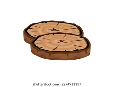 Firewood flat icon with round pieces of wood vector illustration