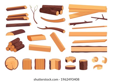 Firewood, Forestry And Lumber Industry Isolated Set