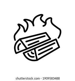 Firewood fuel fire. Vector sign in a simple style isolated on a white background