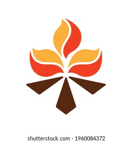 Firewood icon design, the fire is a subtle combined element of coffee bean. It is a flat logo design that good to use in any coffee business.