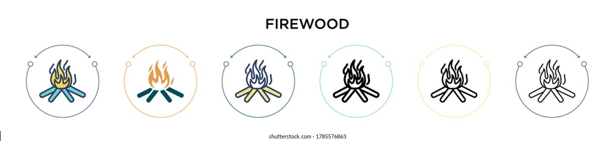 Firewood icon in filled, thin line, outline and stroke style. Vector illustration of two colored and black firewood vector icons design can be used for mobile, ui, web