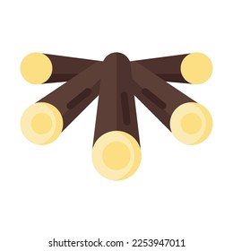 Firewood icon in flat style vector, campfire icon, wood icon, nature, winter