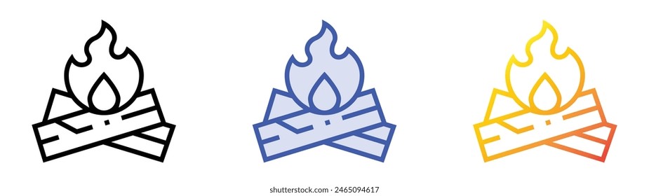 firewood icon. Linear, Blue Fill and Gradient Style Design Isolated On White Background