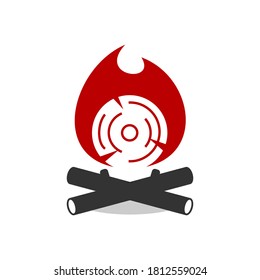 Firewood icon modern vector illustration idea, Flame campfire outdoor activity sign or symbol inspiration