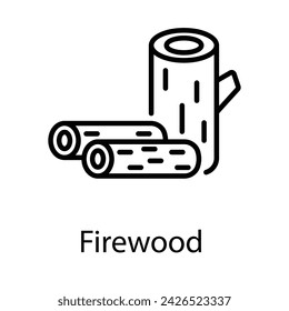 Icono de leña vector, tal signo de línea como otoño, presentación de iconos de otoño. Vector Computadora Pictogramas Aislados para Web sobre fondo blanco Ilustración de stock editable