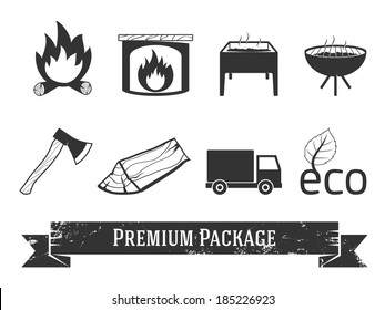 Firewood icons set