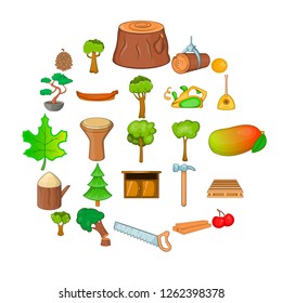 Firewood icons set. Cartoon set of 25 firewood vector icons for web isolated on white background