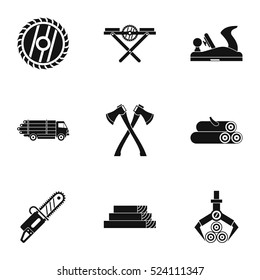 Firewood icons set. Simple illustration of 9 firewood vector icons for web