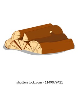 Firewood isolated on white background. Cartoon. Chopped wood and logs for the fire.