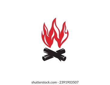 Firewood logo design with letter W and Flame