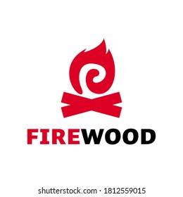 Firewood Logo Modern Vector Illustration Idea, Flame Campfire Outdoor Activity Sign Or Symbol Inspiration