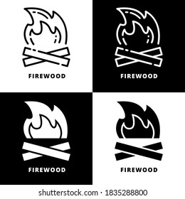 Firewood Logo-Vektorgrafik. Bonfire-Symbollinie und Glyph-Stil. Campfire Symbol Illustration