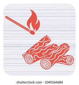 Firewood and matches icon Vector illustration

