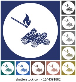 Firewood and matches icon Vector illustration

