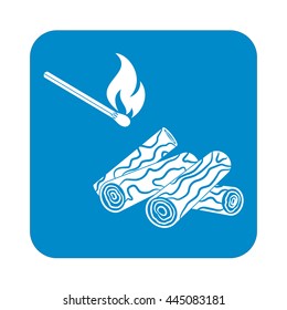 Firewood and matches icon. Vector illustration

