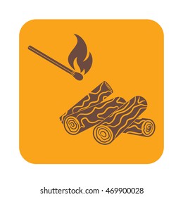 Firewood and matches icon Vector illustration

