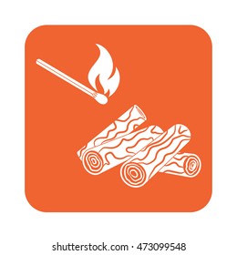 Firewood and matches icon Vector illustration


