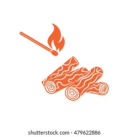 Firewood and matches icon Vector illustration

