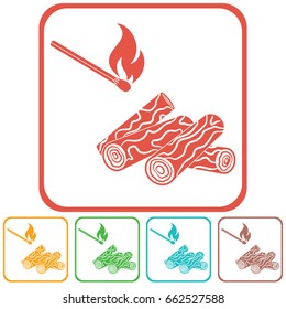 Firewood and matches icon Vector illustration

