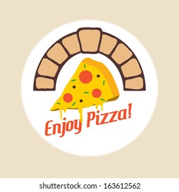 Firewood pizza brick oven vector illustration