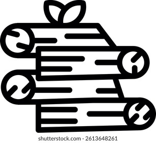 Firewood Stack Line Vector Icon Design
