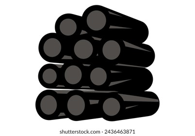 Firewood stack silhouette glyph icon, Wood log, timber, and woodpile.