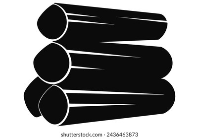 Icono de glifo de silueta de pila de leña, tronco de madera, madera y pila de madera.