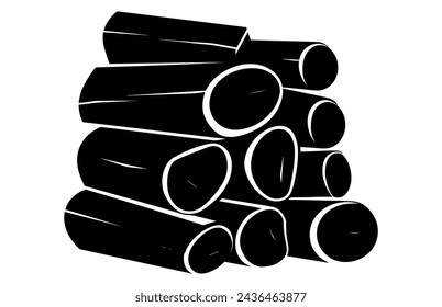 Icono de glifo de silueta de pila de leña, tronco de madera, madera y pila de madera.