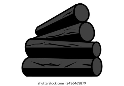 Icono de glifo de silueta de pila de leña, tronco de madera, madera y pila de madera.