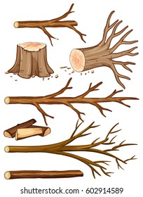 Firewood and stump trees  illustration