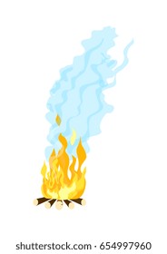 ?ampfire with firewood vector icon isolated on white background vector illustration. Hiking traveling, nature vacation concept.