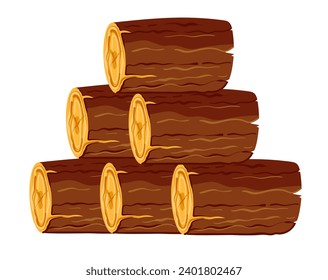 Firewood wood trunk pile stack heap concept. Vector flat graphic design illustration
