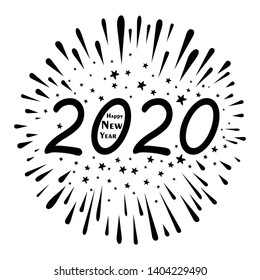 Firework 2020 New year.  Congratulations or invitation background. Design for poster, invitation, card, banner, flyer. Winter holidays. New Year holidays background.  Vector illustration